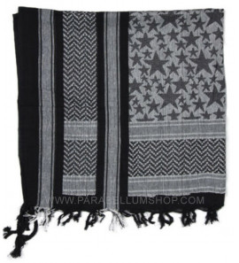 WHITE/BLACK SHEMAGH Scarf/shawl kefiah stars